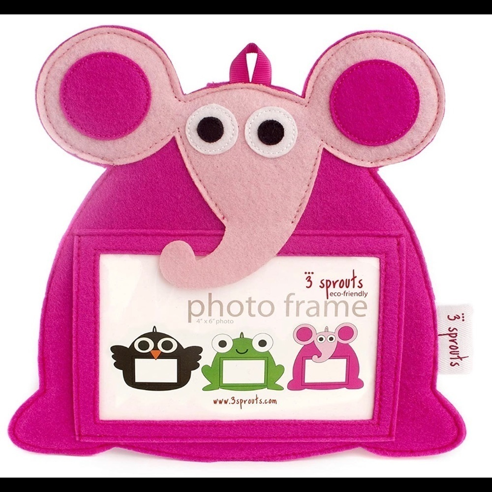 Pink Elephant felt picture frame for 5x7 photo, brand new